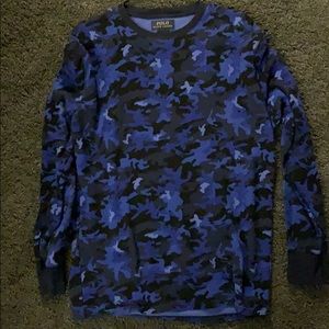 polo blue camo long sleeve size medium